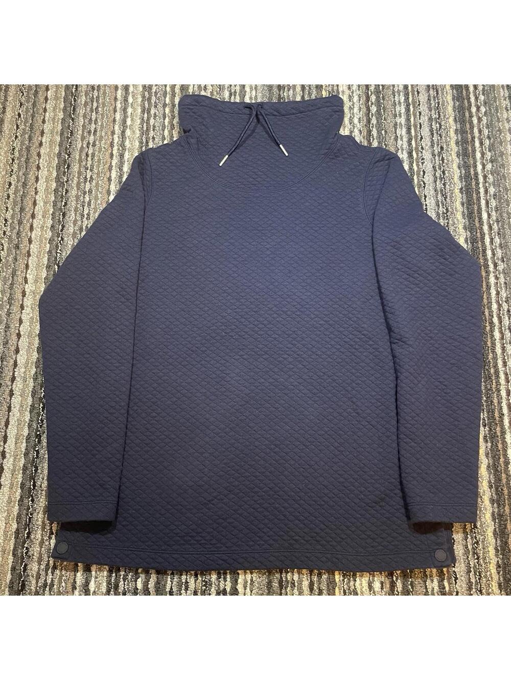 LL Bean SoftLight Quilted Funnel Neck Pullover Women's Dark Blue Size Small S
